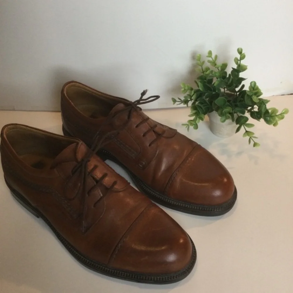 Hush Puppies Made in Italy Classic Brown Leather Men's Dress Casual Shoes 12M